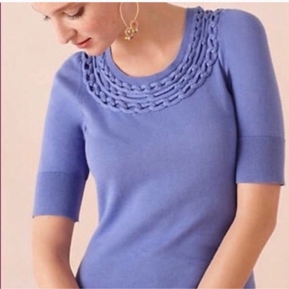 Anthropologie MOTH Short Sleeve Sweater Coral